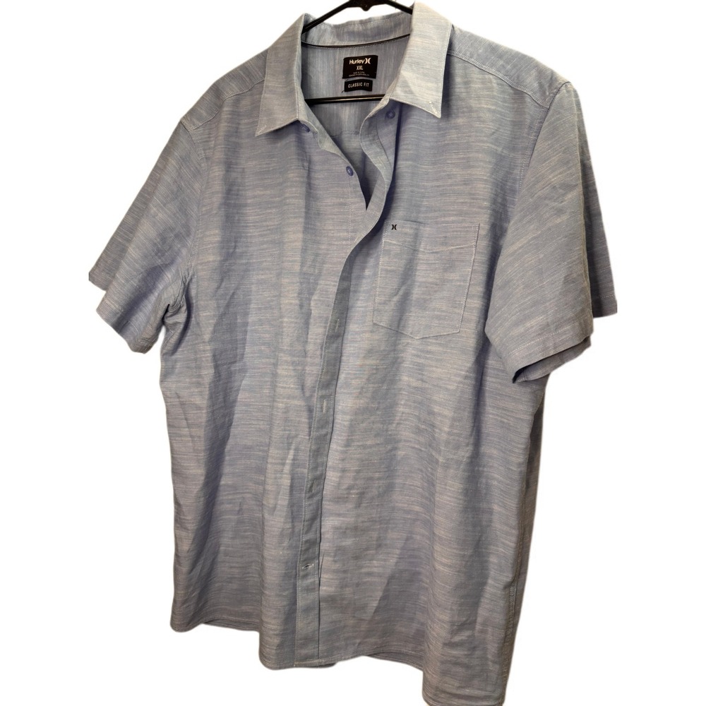 Hurley Mens‎ XXL Blue Classic Fit Short Sleeve Button Down Shirt - Picture 6 of 6